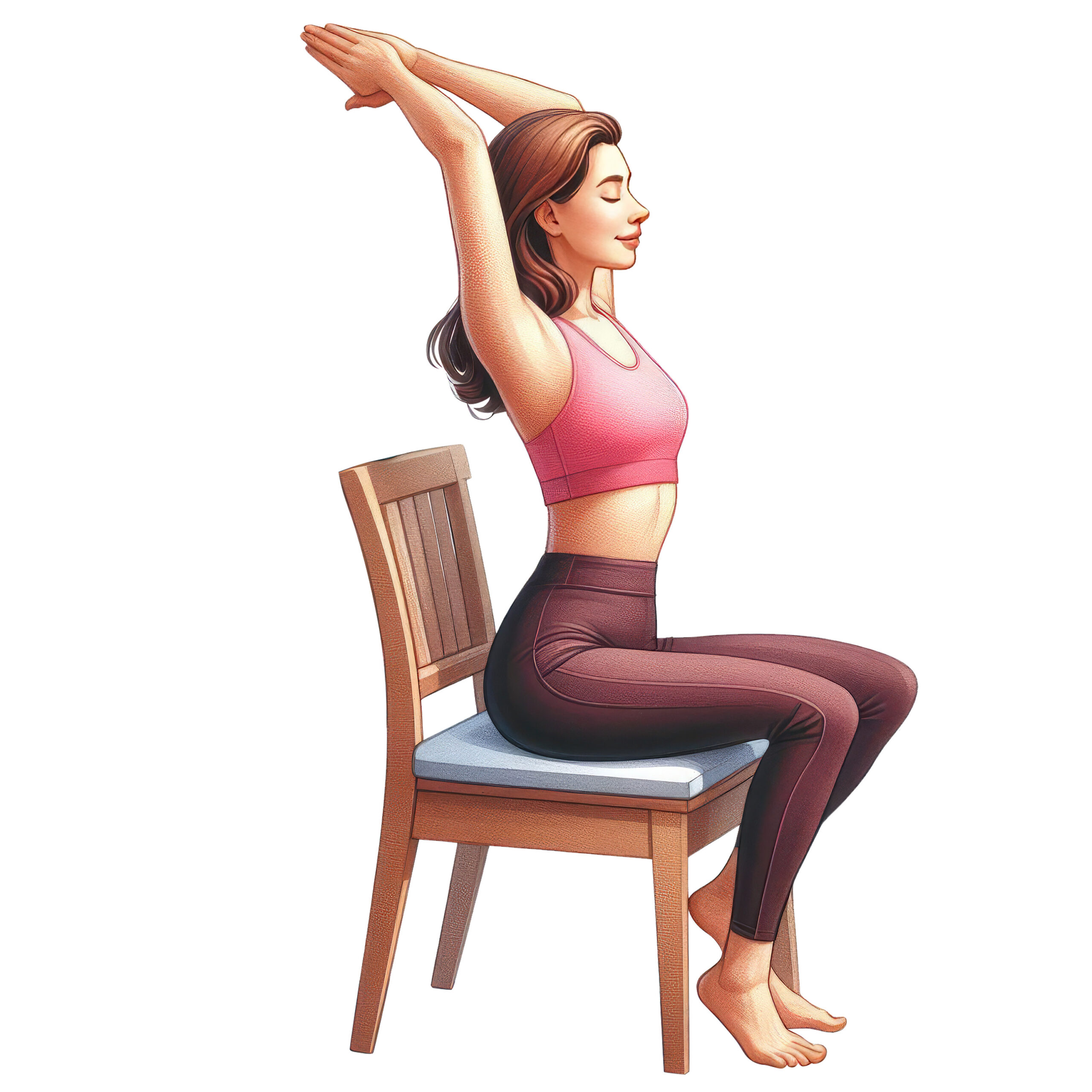 woman stretching on chair